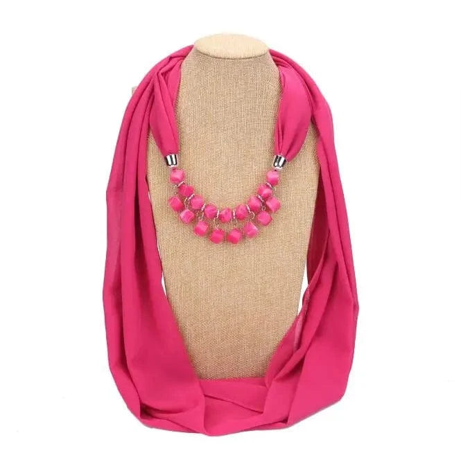 Foulard Bijou Collier Intégré Rose
