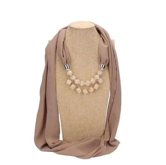 Foulard Bijou Collier Intégré Taupe