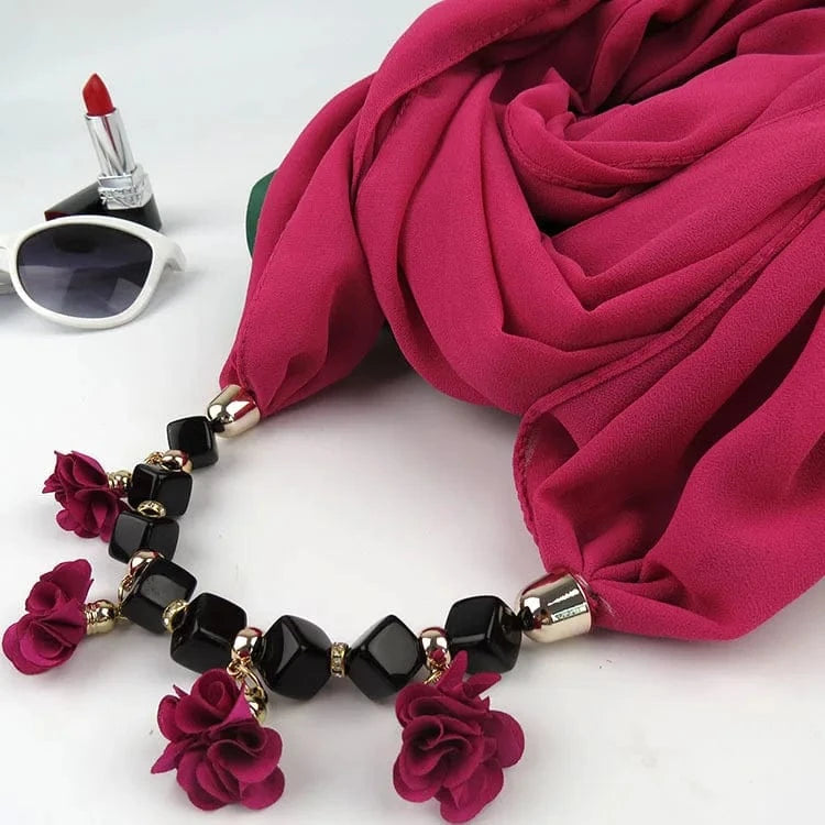 Foulard Bijou Guirlande Florale – Accessoire Élégant et Festif