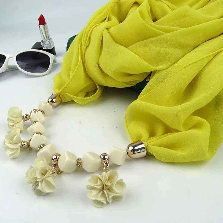 Foulard Bijou Guirlande Florale – Accessoire Élégant et Festif Jaune