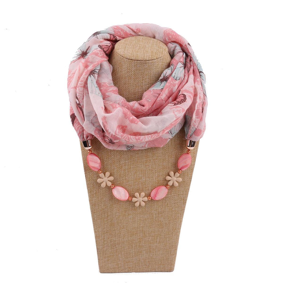 Foulard Bijou Perle Fleurs et Rose - Collection Élégance