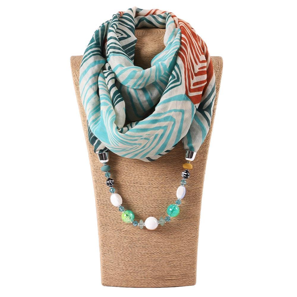 Foulard bijoux "Mermaid Pearls" dans les tons vert et bleu