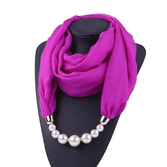 Foulard Bijou Perles – Écharpe légère à perles nacrées Mauve