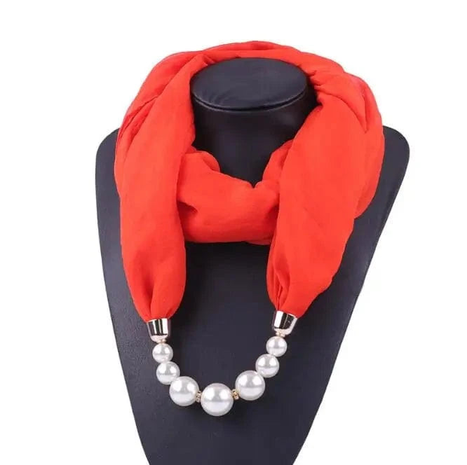 Foulard Bijou Perles – Écharpe légère à perles nacrées Orange
