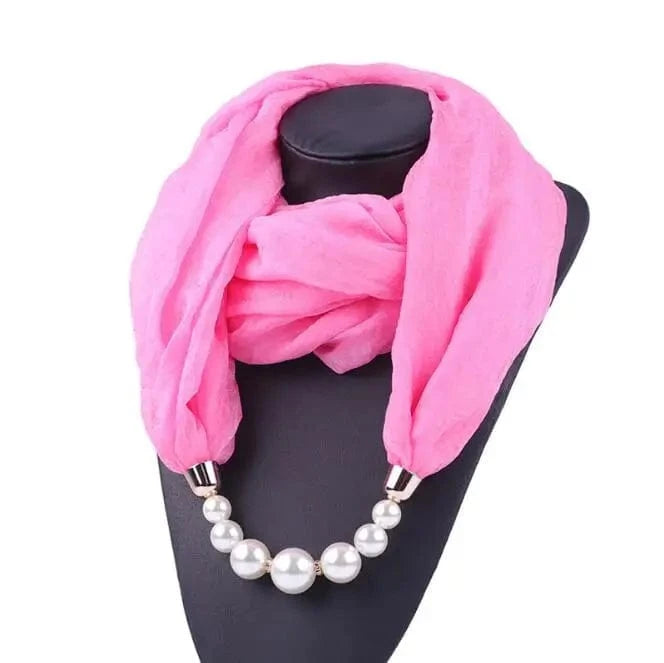 Foulard Bijou Perles – Écharpe légère à perles nacrées Rose