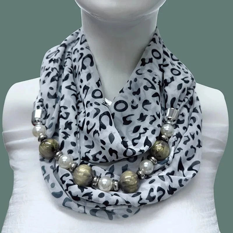 Foulard Bijou Perles Intégrées – Collier intégré en perles colorés marbrées et nacrées 10