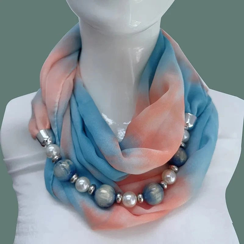 Foulard Bijou Perles Intégrées – Collier intégré en perles colorés marbrées et nacrées 11