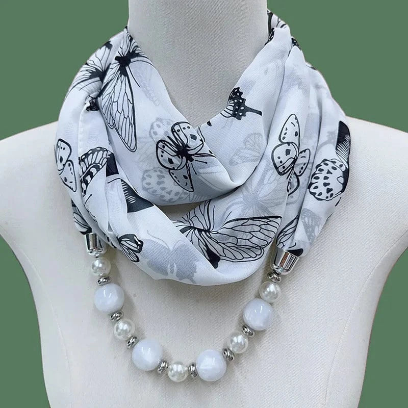 Foulard Bijou Perles Intégrées – Collier intégré en perles colorés marbrées et nacrées 13