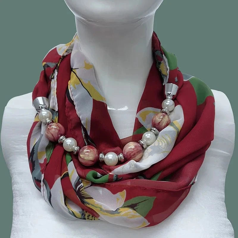 Foulard Bijou Perles Intégrées – Collier intégré en perles colorés marbrées et nacrées 3
