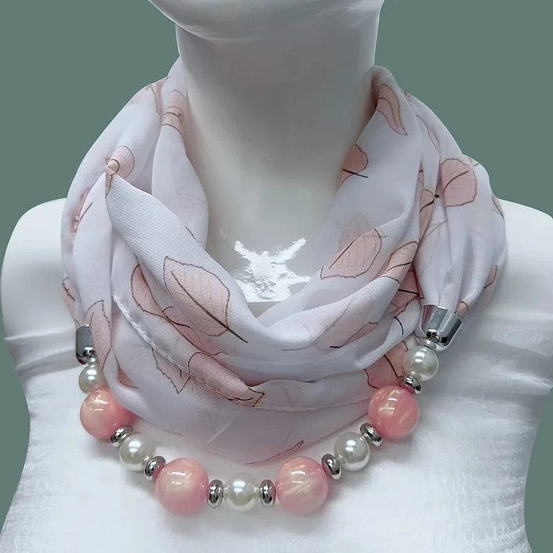 Foulard Bijou Perles Intégrées – Collier intégré en perles colorés marbrées et nacrées 7