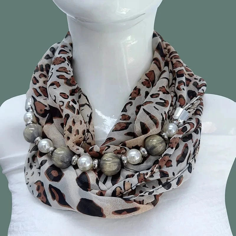 Foulard Bijou Perles Intégrées – Collier intégré en perles colorés marbrées et nacrées 9