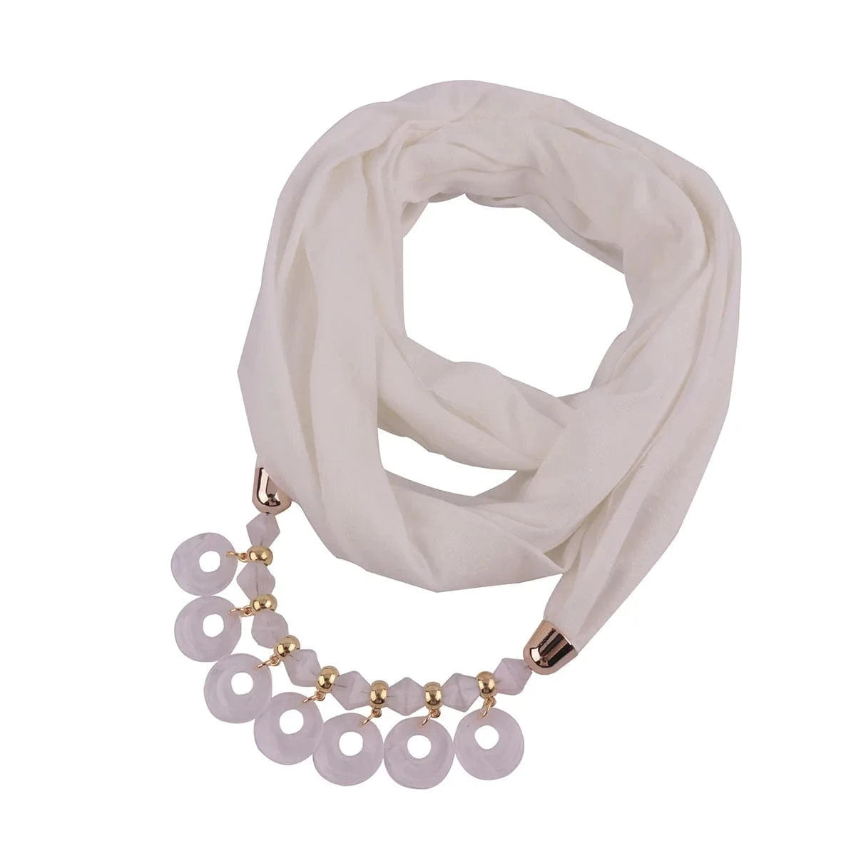 Foulard Bijou Plastron - Look chic avec collier intégré Blanc