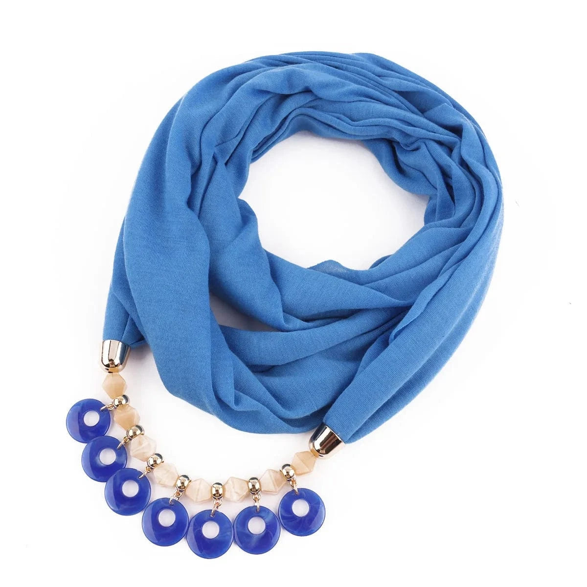 Foulard Bijou Plastron - Look chic avec collier intégré Bleu