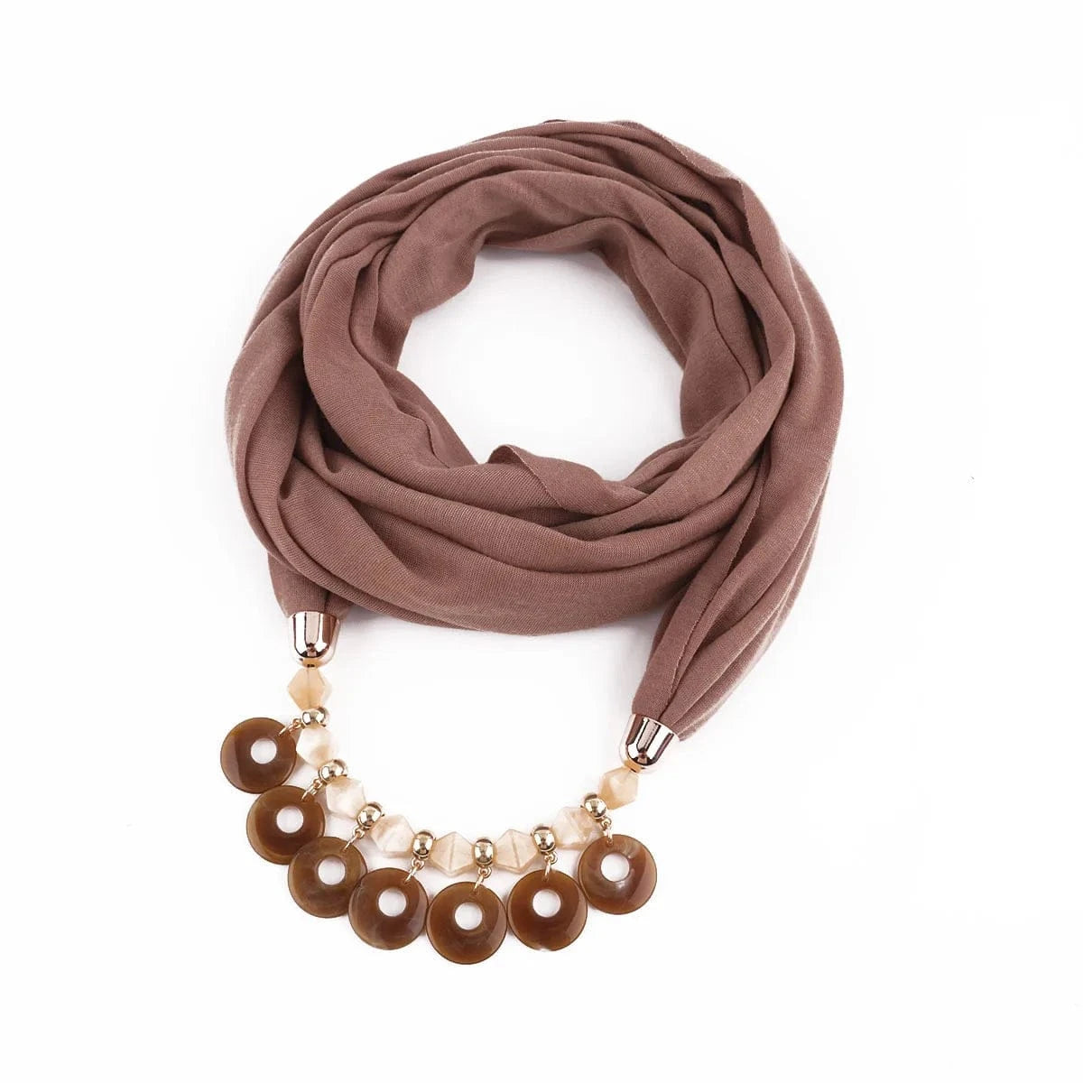 Foulard Bijou Plastron - Look chic avec collier intégré Marron