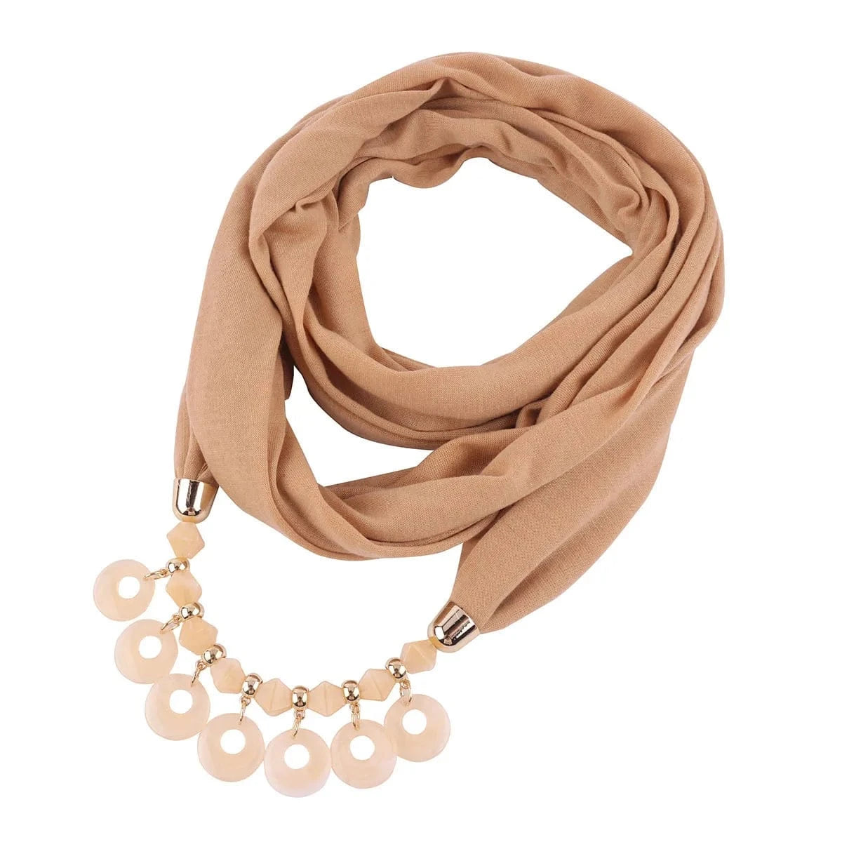 Foulard Bijou Plastron - Look chic avec collier intégré Marron Clair