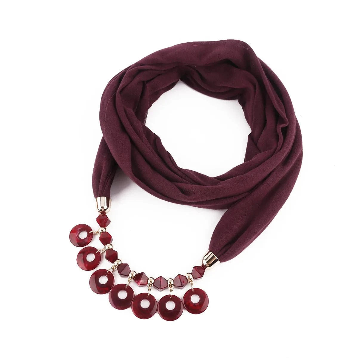 Foulard Bijou Plastron - Look chic avec collier intégré Marron Rouge