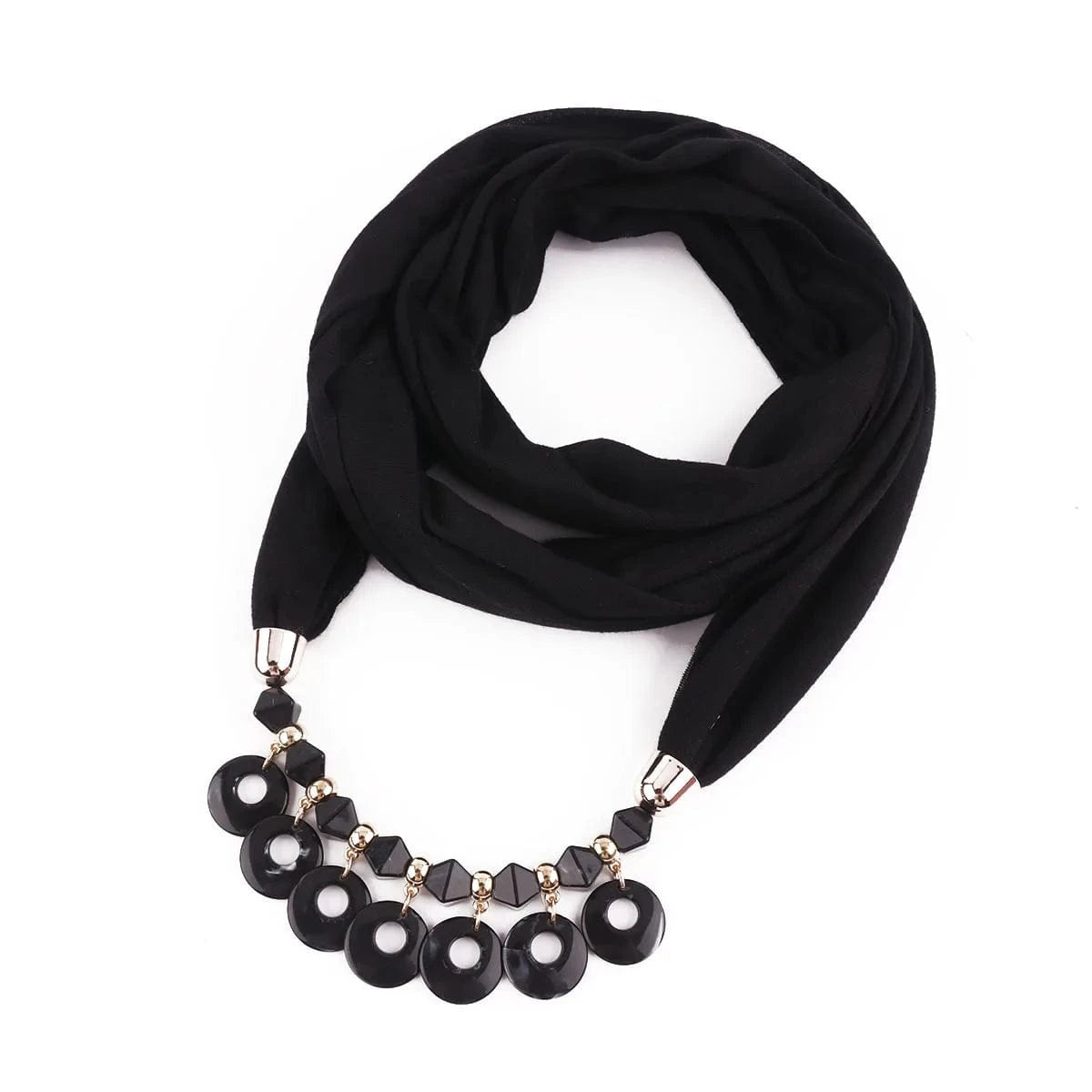 Foulard Bijou Plastron - Look chic avec collier intégré Noir