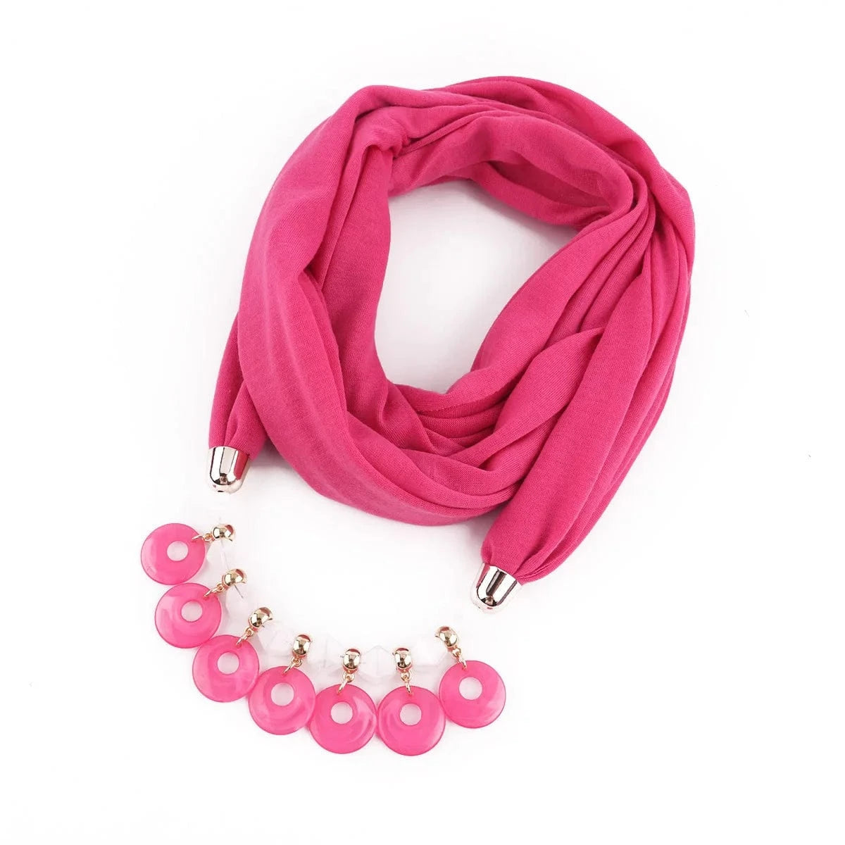 Foulard Bijou Plastron - Look chic avec collier intégré Rose