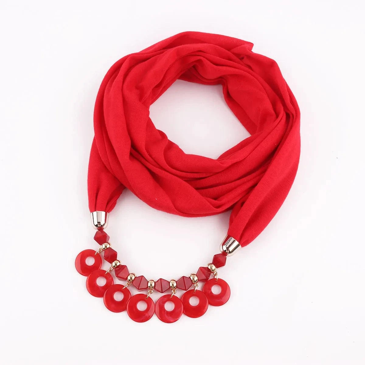 Foulard Bijou Plastron - Look chic avec collier intégré Rouge