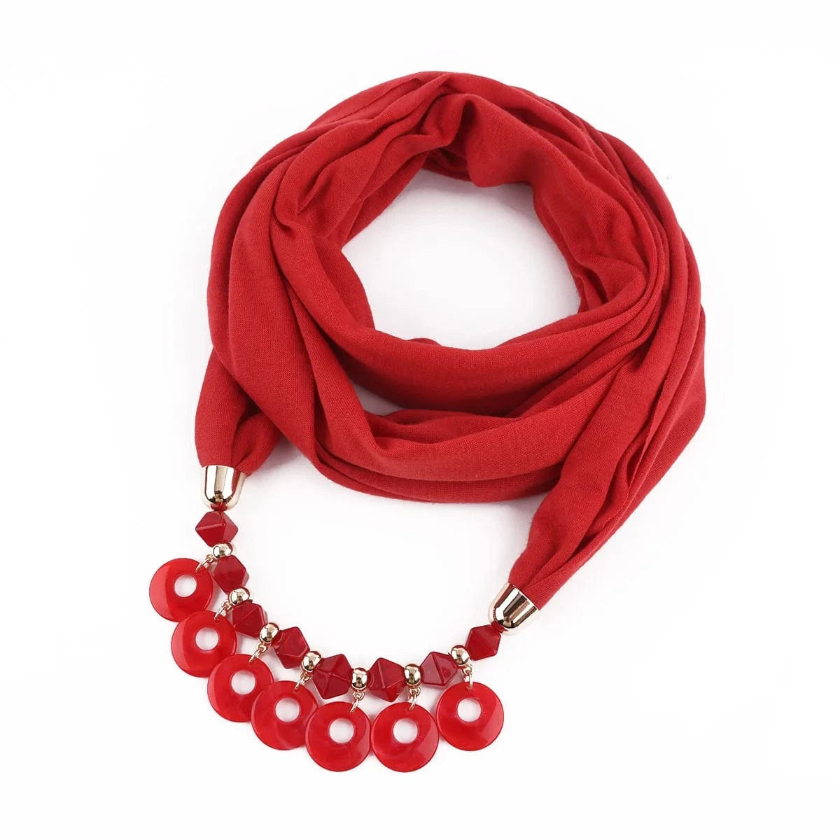 Foulard Bijou Plastron - Look chic avec collier intégré Rouge Foncé