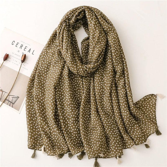 Foulard Bohème Floral en Coton - Collection Élégance Naturelle Vert
