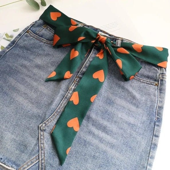 Foulard Ceinture Design Coeurs Chics Vert