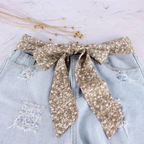 Foulard Ceinture Design Floral Élégance Kaki