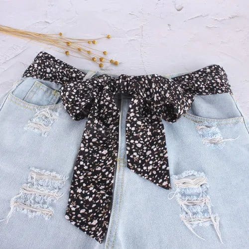 Foulard Ceinture Design Floral Élégance Noir