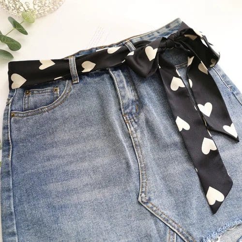 Foulard Ceinture Élégant Coeurs Chic Noir
