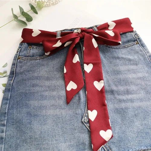Foulard Ceinture Élégant Coeurs Chic Rouge