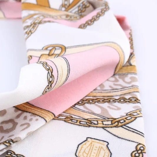 Foulard Ceinture Élégant Rose Motifs Glamour