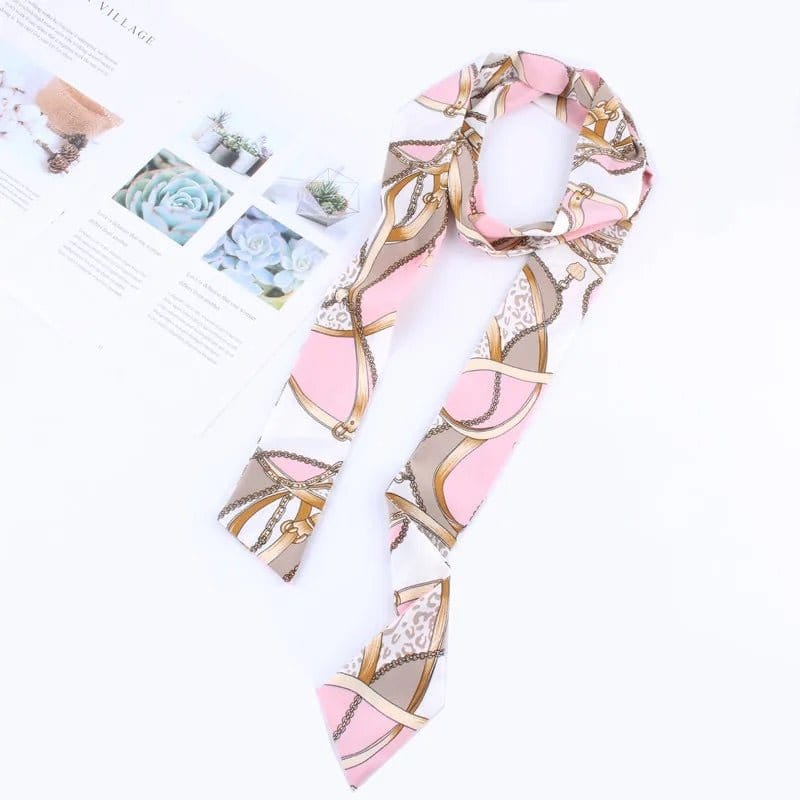 Foulard Ceinture Élégant Rose Motifs Glamour