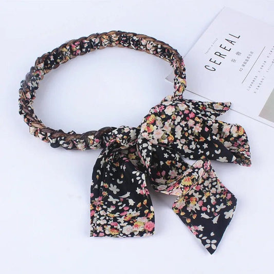 Foulard Ceinture Élégant Floral Chic Noir
