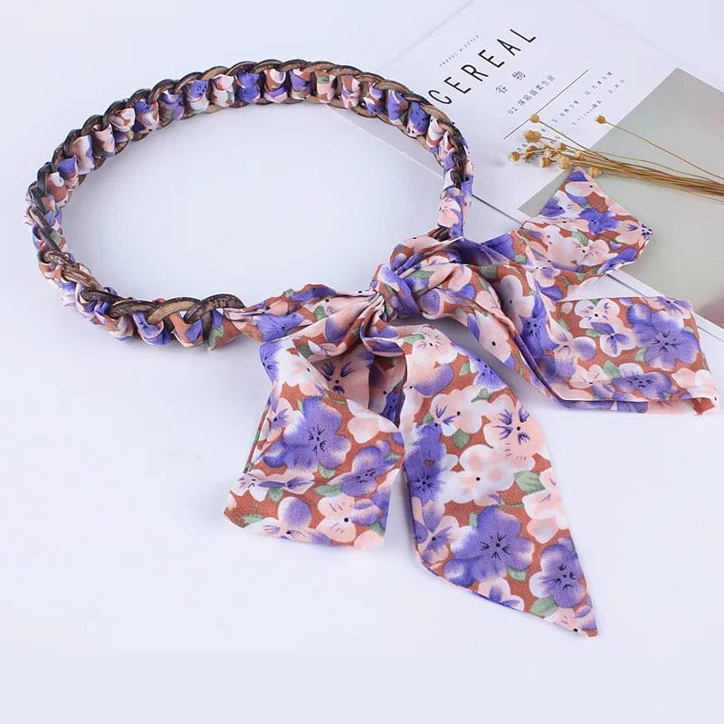 Foulard Ceinture Élégant Floral Chic Violet