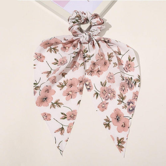 Foulard Chouchou Fleuri Uni Blanc