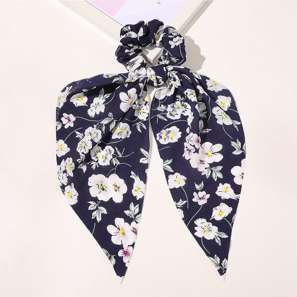 Foulard Chouchou Fleuri Uni Noir