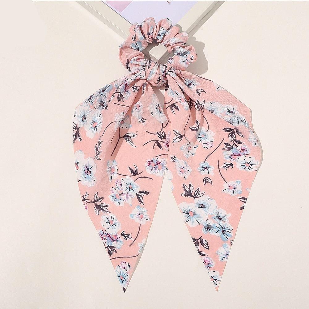 Foulard Chouchou Fleuri Uni Rose