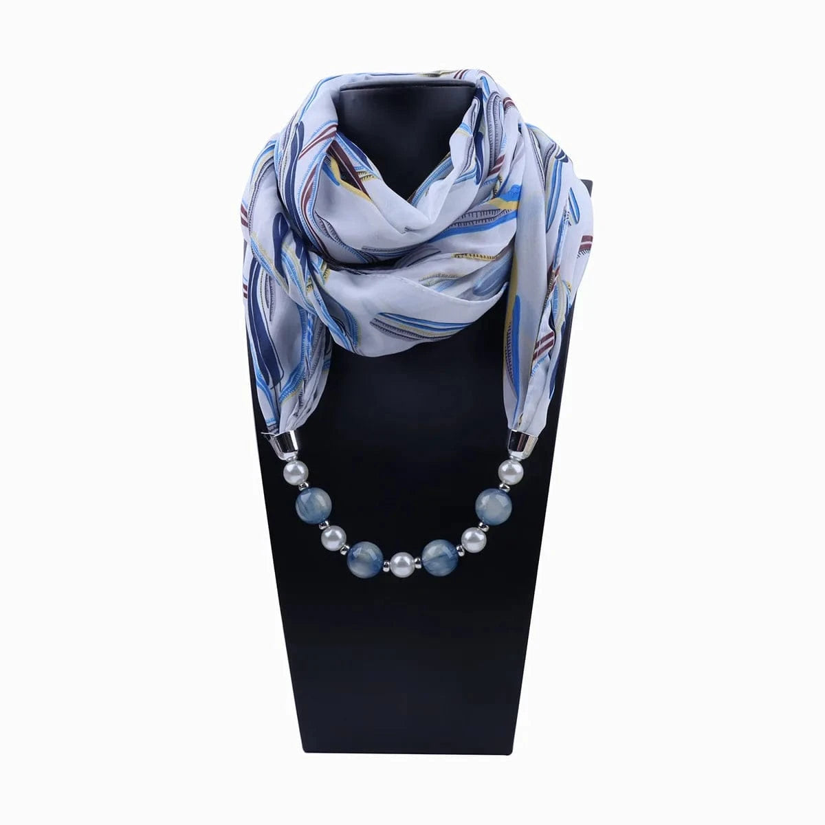 Foulard Collier Bijou Boho à Perles Multicolores Bleu