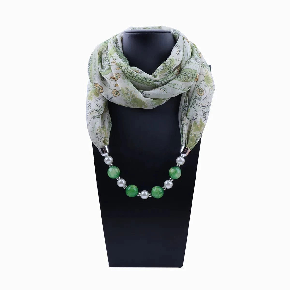 Foulard Collier Bijou Boho à Perles Multicolores Vert