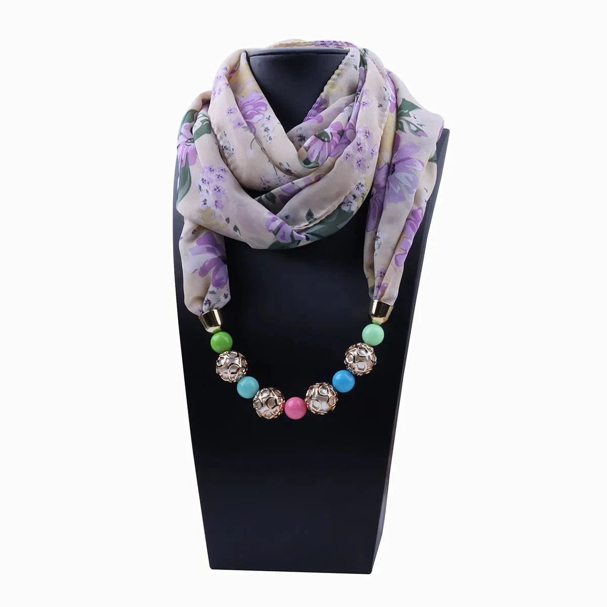 Foulard Collier Bijou Boho à Perles Multicolores Violet