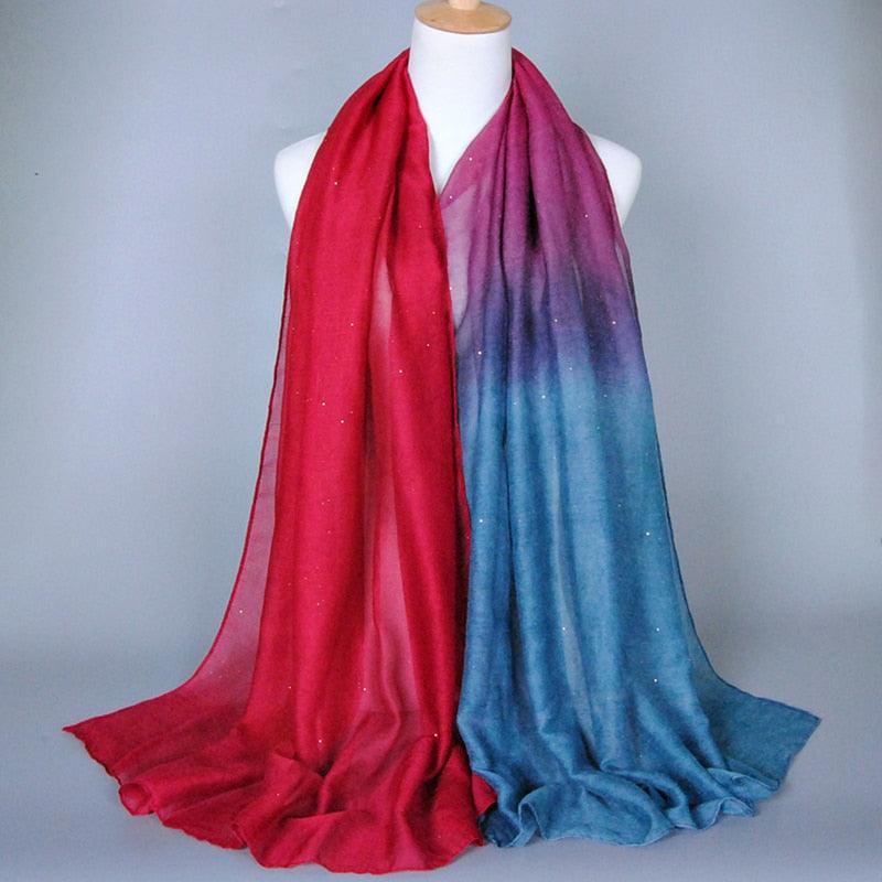 Foulard Éclat Dégradé Bleu et Rouge