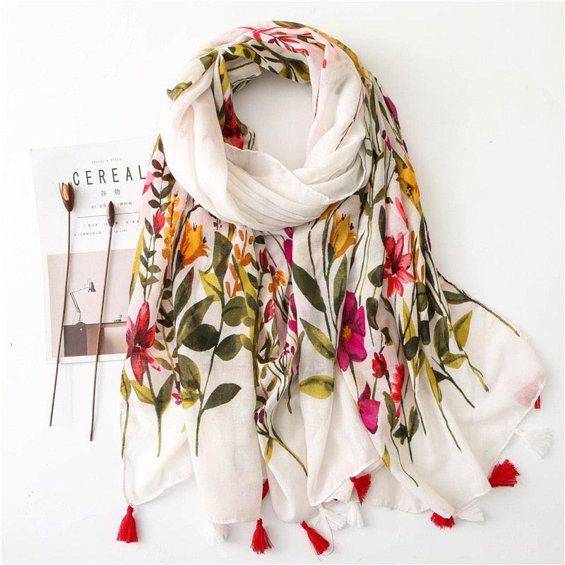 Foulard en coton "Champs de fleurs"