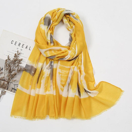 Foulard en coton bohème éclectique Jaune