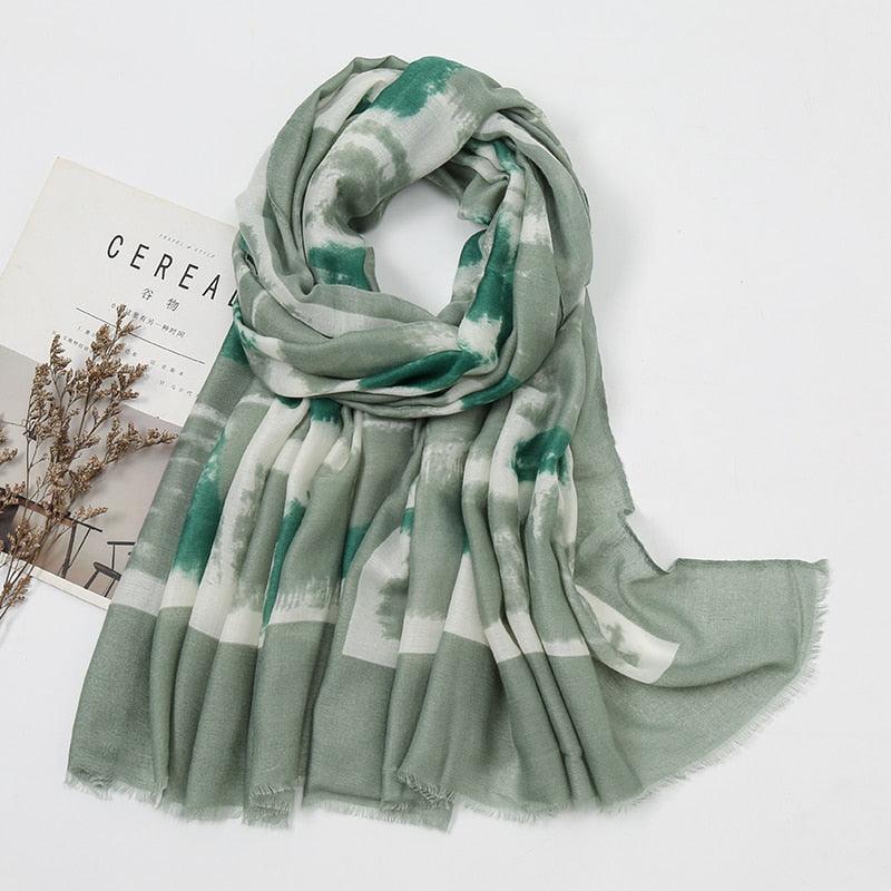 Foulard en coton bohème éclectique Vert