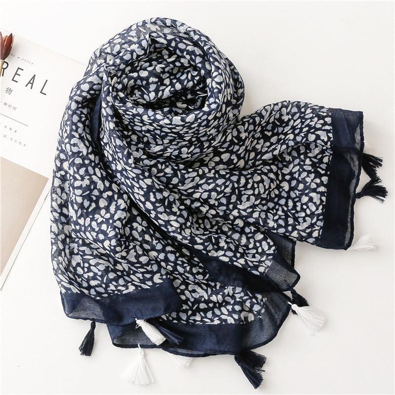 Foulard en coton élégant noir et blanc à motifs - Saison Chic