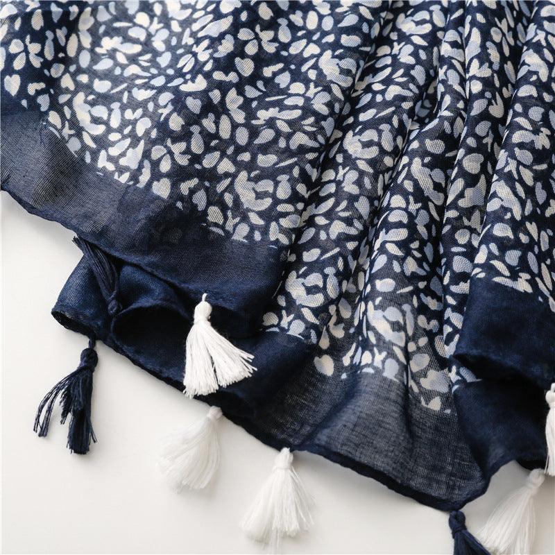 Foulard en coton élégant noir et blanc à motifs - Saison Chic