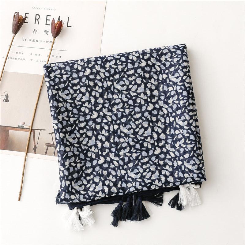 Foulard en coton élégant noir et blanc à motifs - Saison Chic