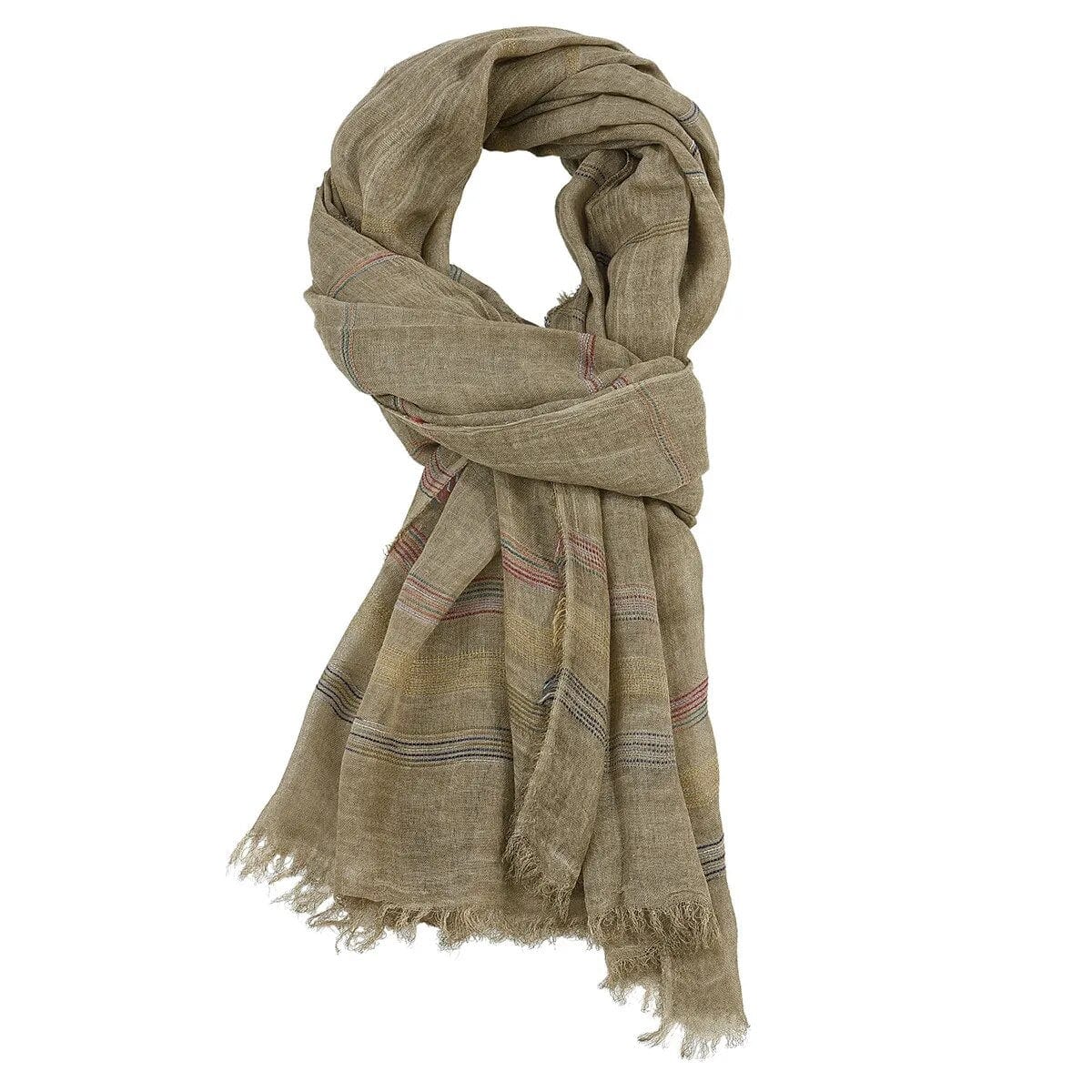 Foulard en coton et lin coloré Beige