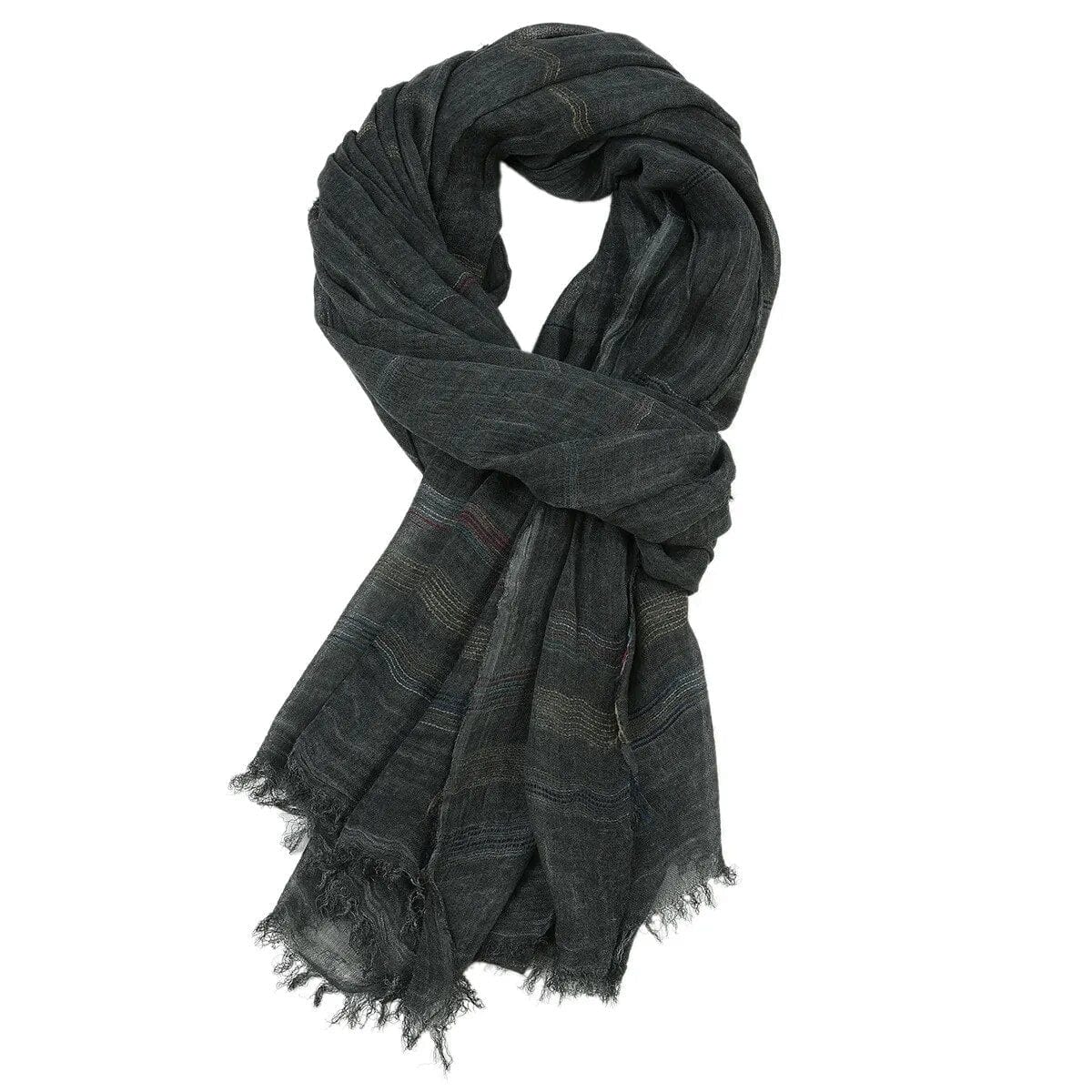 Foulard en coton et lin coloré Noir
