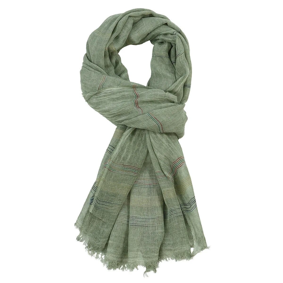 Foulard en coton et lin coloré Vert
